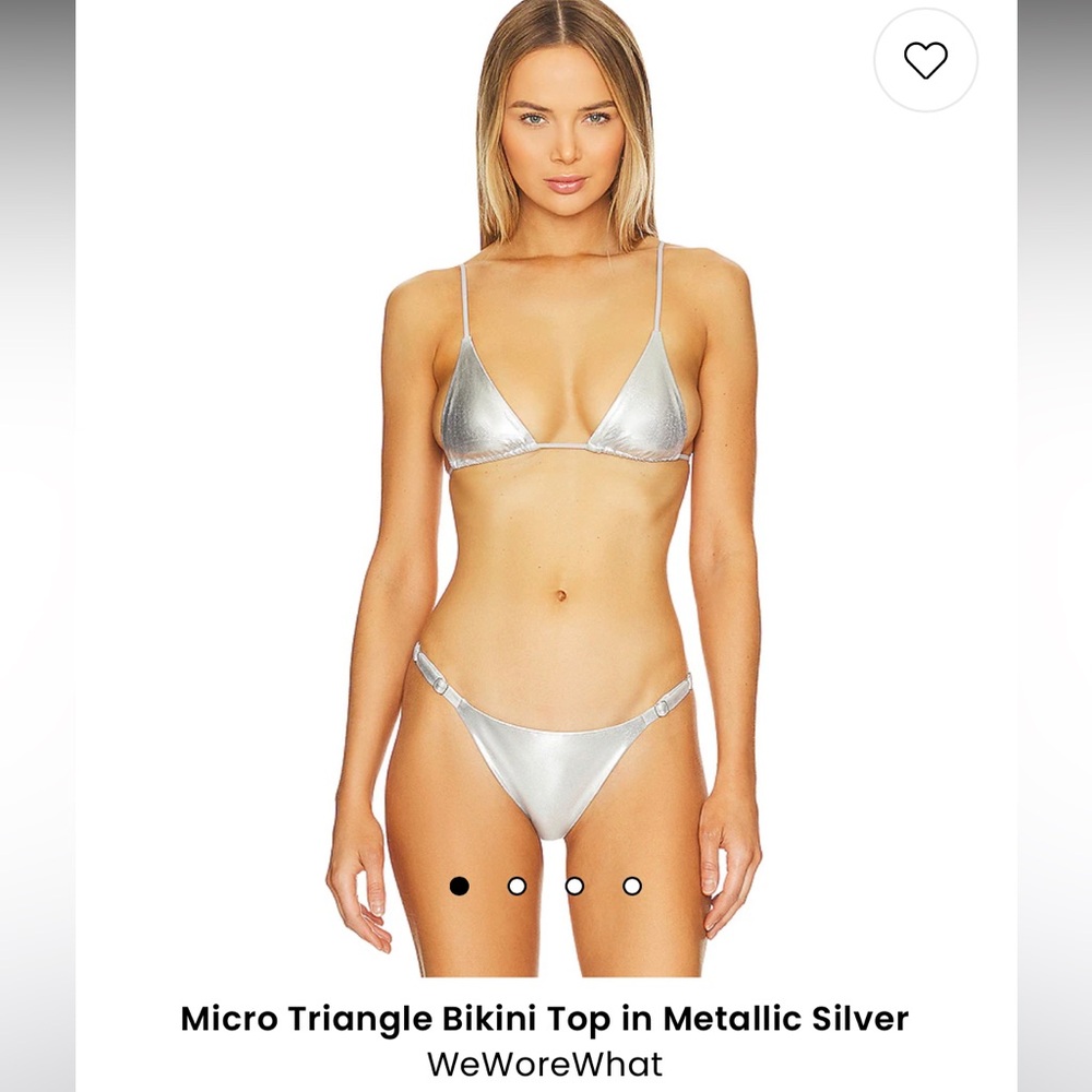Micro Triangle Bikini Top in Metallic Silver XS. NWT